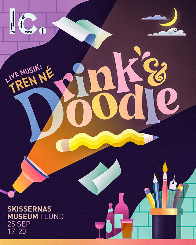 Grafisk formgivning med text "Drint & doodle".