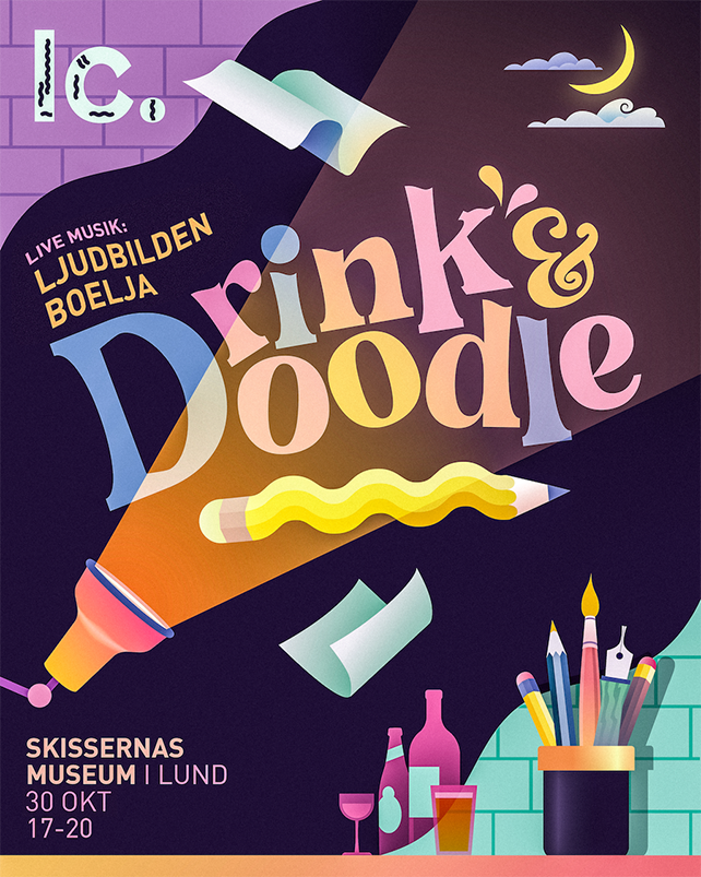 Grafisk form "Drink & Doodle".