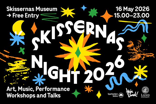 Grafisk form och text Skissernas Night 2026